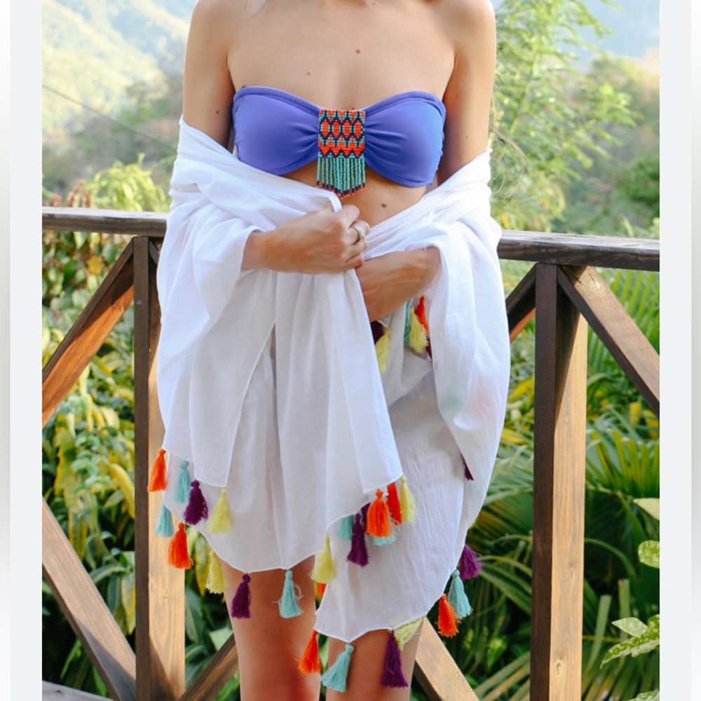OndadeMar Pareo Wrap w Colorful Tassles